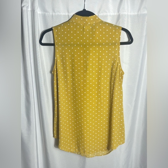 Van Heusen Women's Size S/P Yellow Polka Dot Blouse Attached Scarf Tie Corpcore - Picture 2 of 6